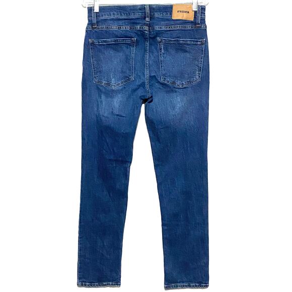 RSQ Slim Straight Jeans Mens 30 x 32 Distressed Blue Denim Medium Wash Stretch - Picture 2 of 9